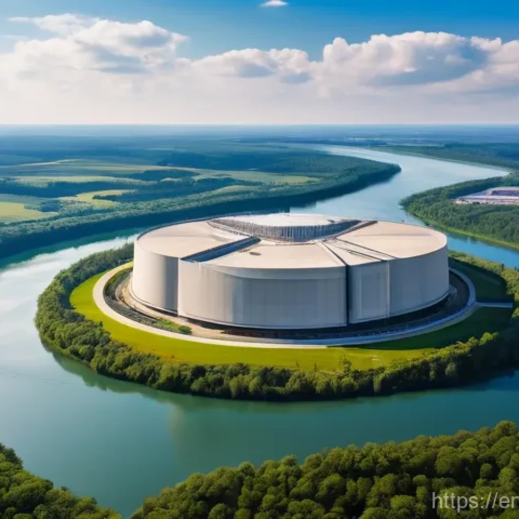 원자력 발전소 설계 원칙과 가이드 - **Image Prompt 1: The Apex of Safety and Serenity**
A wide, aerial view of a state-of-the-art nu...