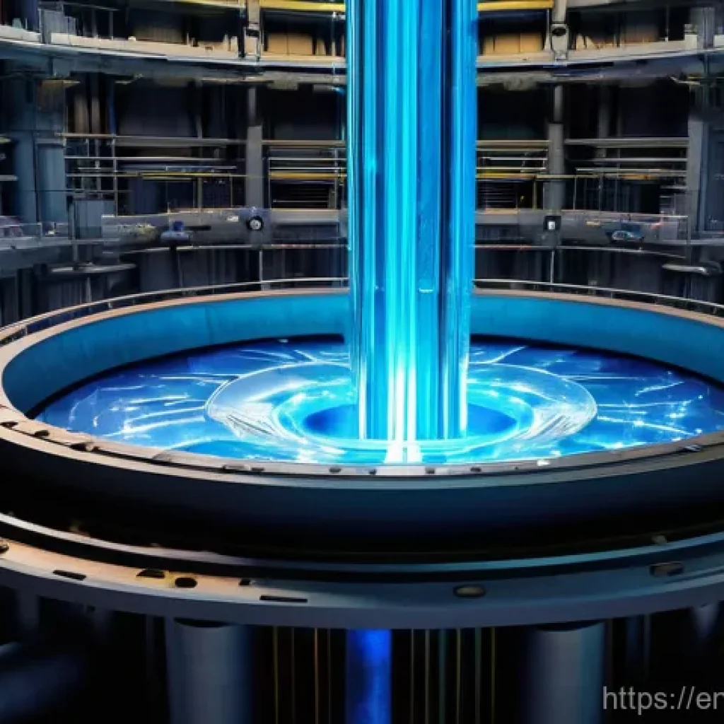 원자력 발전 이론 기초 - **Prompt: The Luminous Heart of Controlled Fission**
* **Subject:** A high-definition, realist...