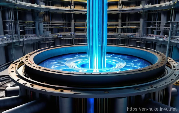 원자력 발전 이론 기초 - **Prompt: The Luminous Heart of Controlled Fission**
* **Subject:** A high-definition, realist...