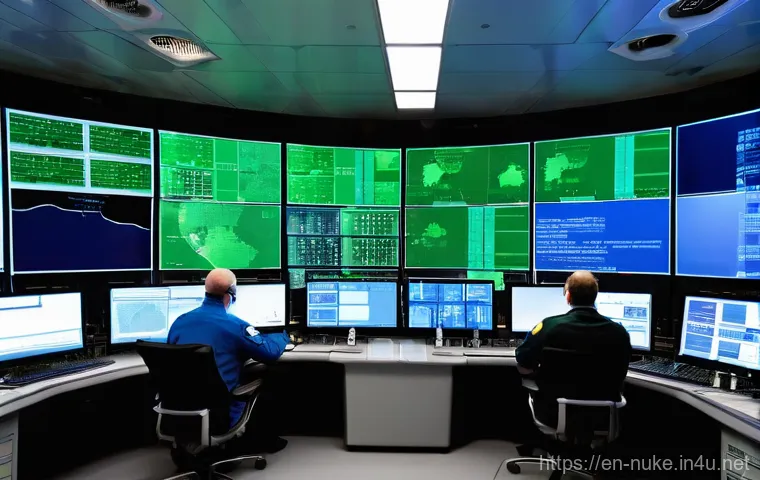 원자력 발전소의 긴급 복구 사례 - **Prompt 1: High-Tech Control Room in Action**
"A vibrant, high-tech nuclear power plant control...