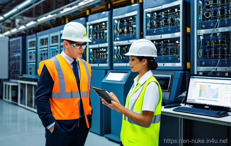 원자력 발전소 근무 환경 리뷰 - **Prompt:** A group of highly focused nuclear power plant operators in a modern, brightly lit contro... 원자력 발전소 근무 환경 리뷰 - **Prompt:** A group of highly focused nuclear power plant operators in a modern, brightly lit contro...