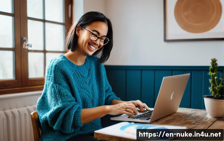 원자력 엔지니어의 워라밸 유지법 - **Prompt:** A vibrant, inviting home office scene at 6 PM. A young woman in her late 20s, wearing a ...